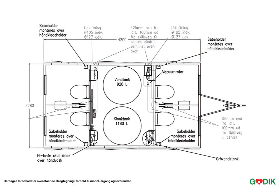 Vacuum toiletvogn med 4 toiletter - Vacuumtoiletter