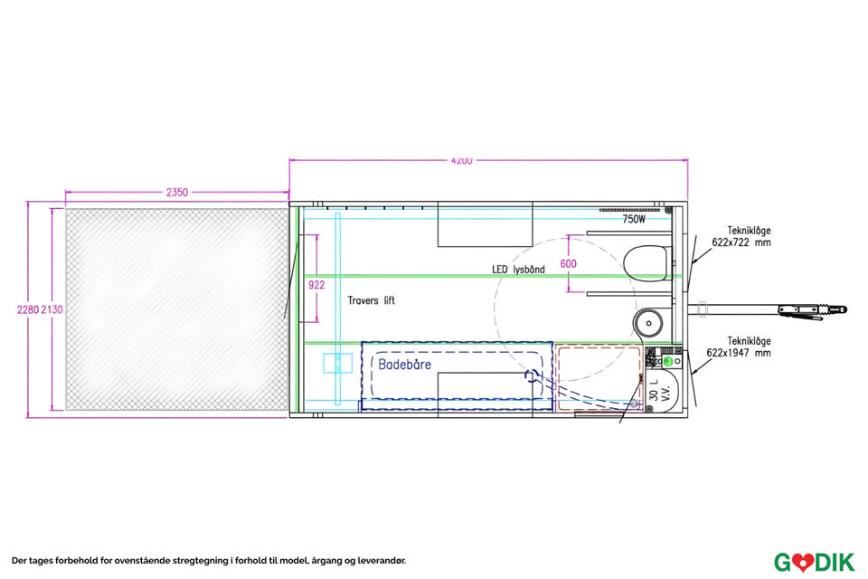 Handicap toilet inkl. travers lift - Pusle- og Handicaptoiletter