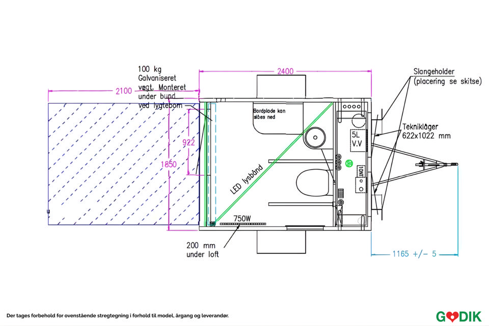 Handicap/puslevogn med tank - Pusle- og Handicaptoiletter