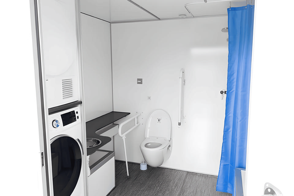 Handicap toiletvogn inkl. lift, bad og tank - Pusle- og Handicaptoiletter