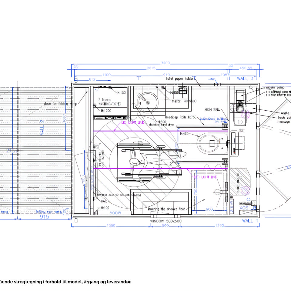 Handicap toiletvogn inkl. lift, bad og tank - Pusle- og Handicaptoiletter