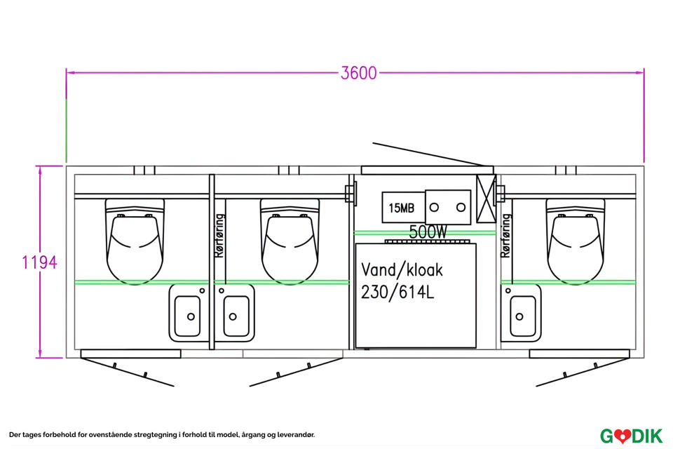 Vacuum toiletmodul med 3 toiletter - Vacuumtoiletter