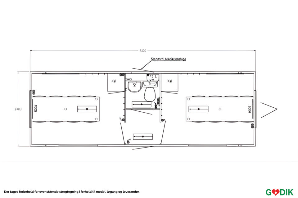 Kontorvogn med 2 rum og toilet - Brugte kontor- og mandskabsvogne