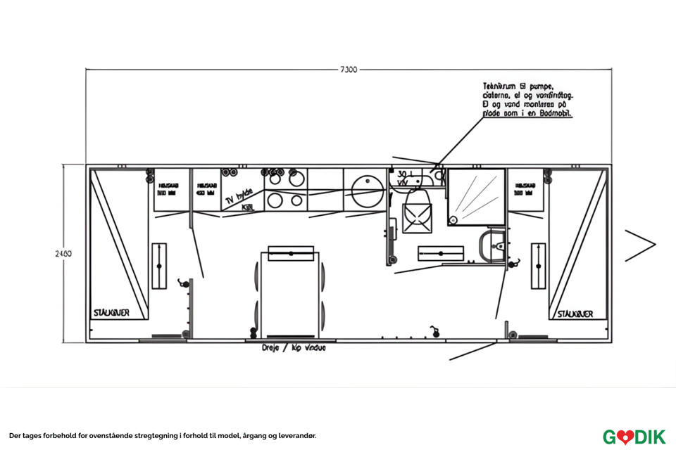 Beboelsesvogn 4 personer, 9 meter - Brugte beboelse- og køkkenvogne